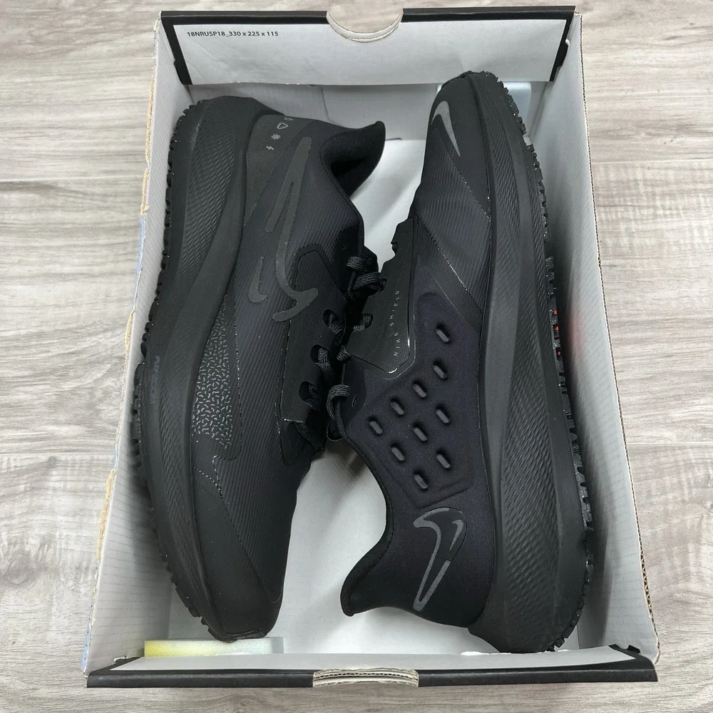 Nike Air Zoom Pegasus 39 Shield Men's Size 12 Black Athletic Shoes DO7625 001
